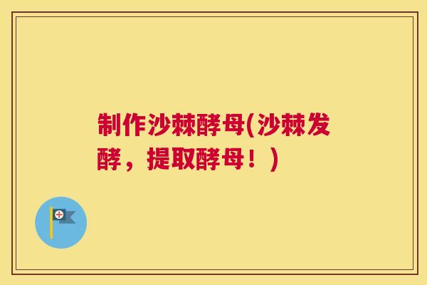 制作沙棘酵母(沙棘发酵,提取酵母!)