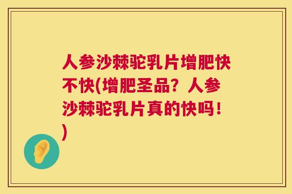 人参沙棘驼乳片增肥快不快(增肥圣品？人参沙棘驼乳片真的快吗！)