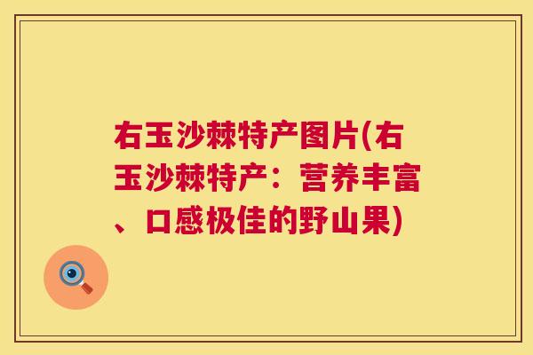 右玉沙棘特产图片(右玉沙棘特产：营养丰富、口感极佳的野山果)