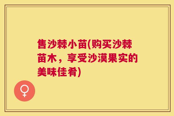 售沙棘小苗(购买沙棘苗木，享受沙漠果实的美味佳肴)