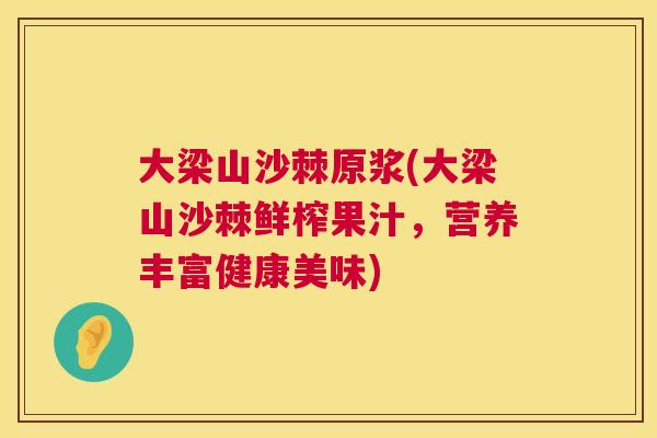 大梁山沙棘原浆(大梁山沙棘鲜榨果汁，营养丰富健康美味)