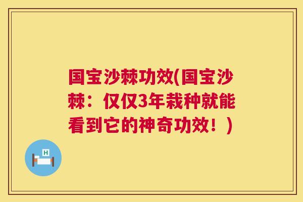 国宝沙棘功效(国宝沙棘：仅仅3年栽种就能看到它的神奇功效！)