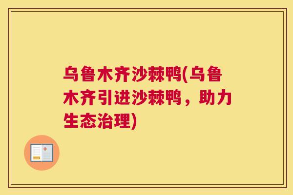 乌鲁木齐沙棘鸭(乌鲁木齐引进沙棘鸭，助力生态治理)