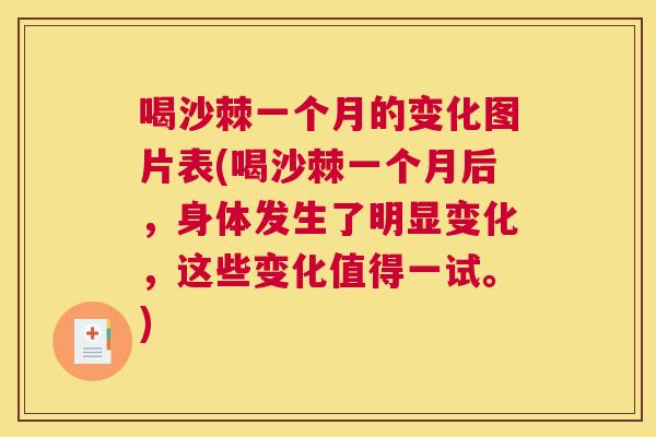 喝沙棘一个月的变化图片表(喝沙棘一个月后，身体发生了明显变化，这些变化值得一试。)