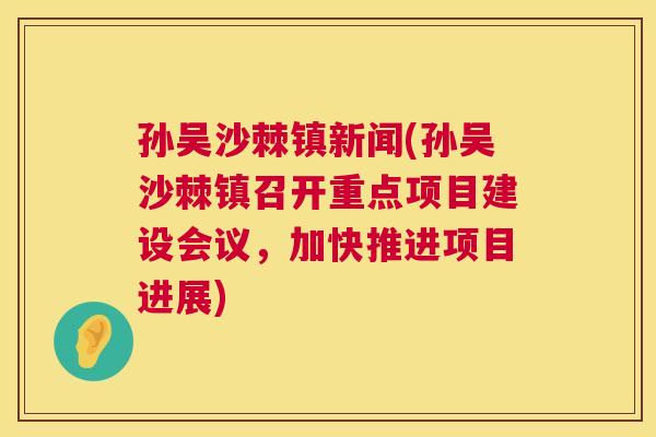 孙吴沙棘镇新闻(孙吴沙棘镇召开重点项目建设会议，加快推进项目进展)
