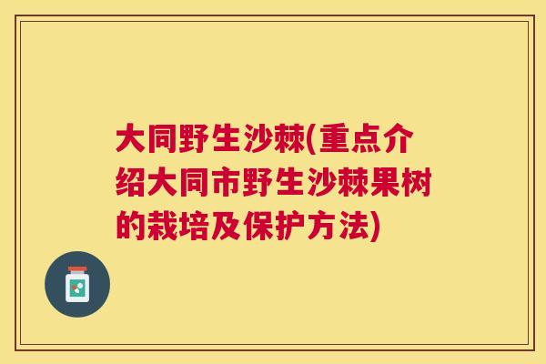 大同野生沙棘(重点介绍大同市野生沙棘果树的栽培及保护方法)