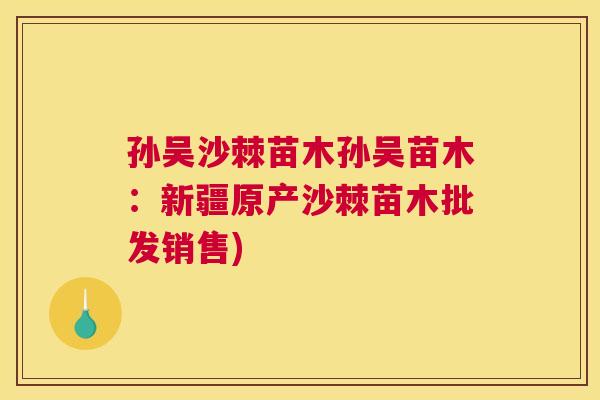 孙吴沙棘苗木孙吴苗木：新疆原产沙棘苗木批发销售)