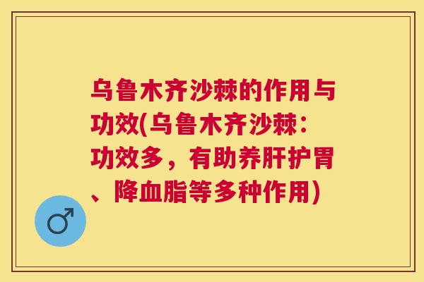 乌鲁木齐沙棘的作用与功效(乌鲁木齐沙棘：功效多，有助养肝护胃、降血脂等多种作用)