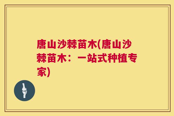 唐山沙棘苗木(唐山沙棘苗木：一站式种植专家)