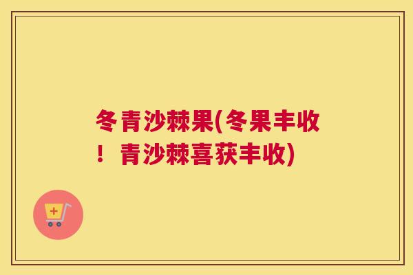 冬青沙棘果(冬果丰收！青沙棘喜获丰收)