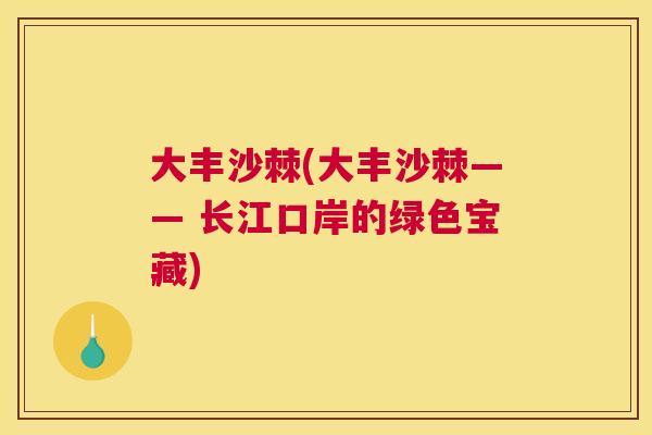 大丰沙棘(大丰沙棘—— 长江口岸的绿色宝藏)