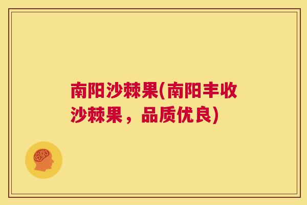 南阳沙棘果(南阳丰收沙棘果，品质优良)