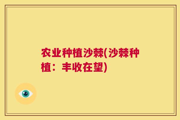农业种植沙棘(沙棘种植：丰收在望)