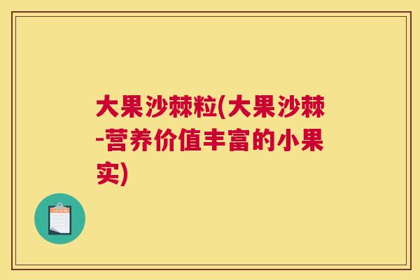 大果沙棘粒(大果沙棘-营养价值丰富的小果实)