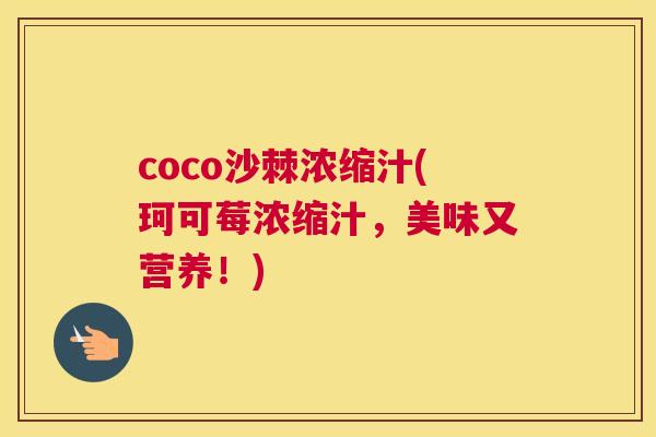 coco沙棘浓缩汁(珂可莓浓缩汁，美味又营养！)