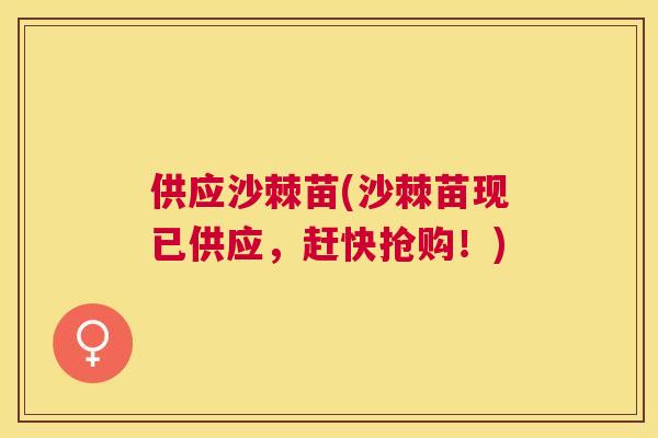 供应沙棘苗(沙棘苗现已供应，赶快抢购！)