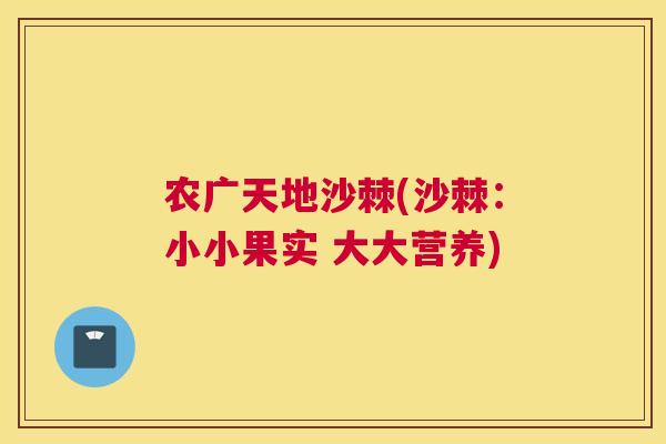 农广天地沙棘(沙棘：小小果实 大大营养)