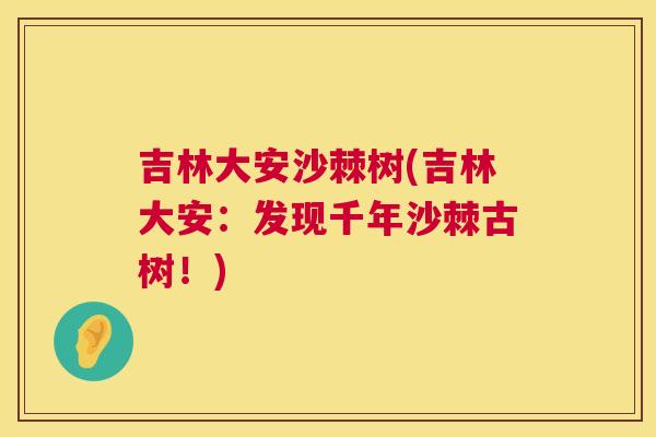 吉林大安沙棘树(吉林大安：发现千年沙棘古树！)
