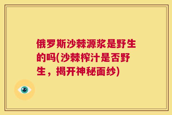 俄罗斯沙棘源浆是野生的吗(沙棘榨汁是否野生，揭开神秘面纱)