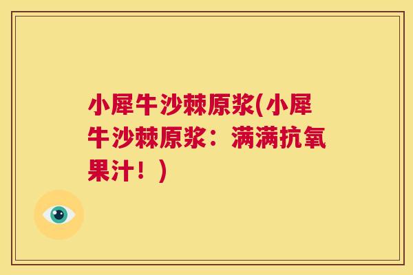 小犀牛沙棘原浆(小犀牛沙棘原浆：满满抗氧果汁！)