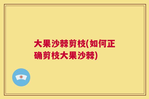 大果沙棘剪枝(如何正确剪枝大果沙棘)