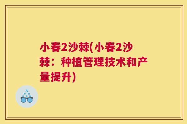 小春2沙棘(小春2沙棘：种植管理技术和产量提升)