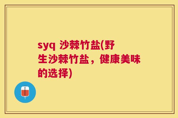 syq 沙棘竹盐(野生沙棘竹盐，健康美味的选择)