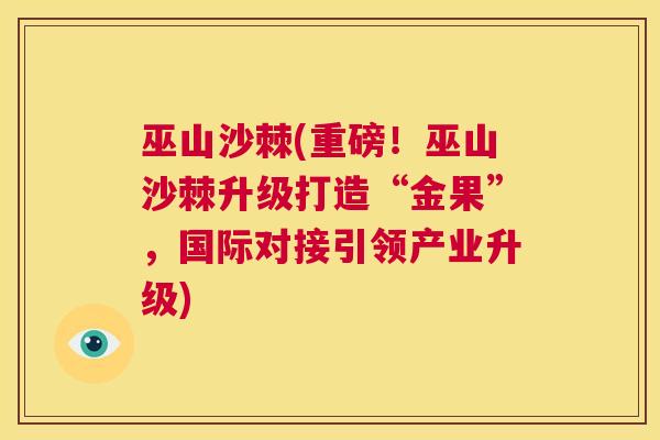 巫山沙棘(重磅！巫山沙棘升级打造“金果”，国际对接引领产业升级)
