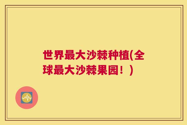 世界最大沙棘种植(全球最大沙棘果园!)