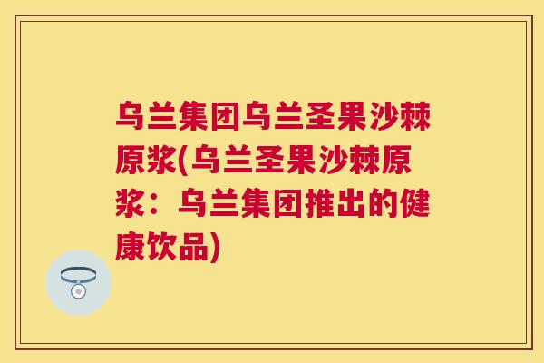 乌兰集团乌兰圣果沙棘原浆(乌兰圣果沙棘原浆：乌兰集团推出的健康饮品)