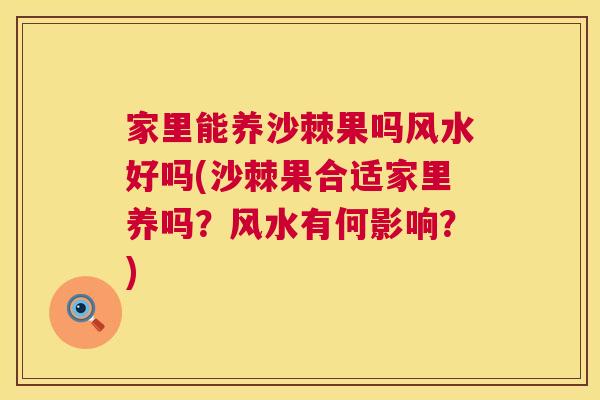 家里能养沙棘果吗风水好吗(沙棘果合适家里养吗？风水有何影响？)