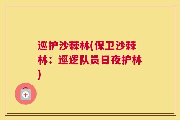巡护沙棘林(保卫沙棘林：巡逻队员日夜护林)