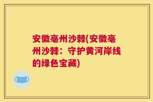 安徽亳州沙棘(安徽亳州沙棘：守护黄河岸线的绿色宝藏)