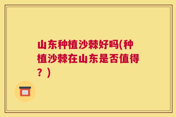 山东种植沙棘好吗(种植沙棘在山东是否值得？)