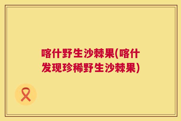 喀什野生沙棘果(喀什发现珍稀野生沙棘果) 喀什野生沙棘果(喀什发现珍稀野生沙棘果)