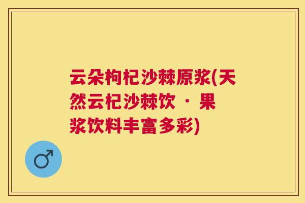 云朵枸杞沙棘原浆(天然云杞沙棘饮 · 果浆饮料丰富多彩)