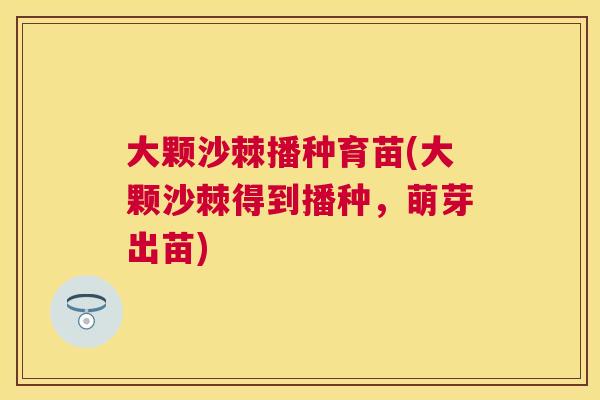 大颗沙棘播种育苗(大颗沙棘得到播种，萌芽出苗)