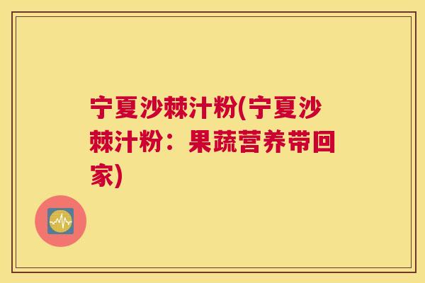 宁夏沙棘汁粉(宁夏沙棘汁粉:果蔬营养带回家)