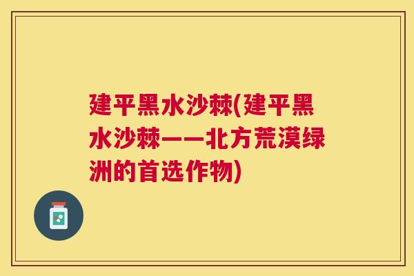 建平黑水沙棘(建平黑水沙棘——北方荒漠绿洲的首选作物)