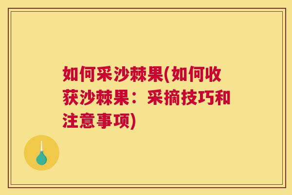 如何采沙棘果(如何收获沙棘果：采摘技巧和注意事项)