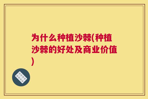 为什么种植沙棘(种植沙棘的好处及商业价值)