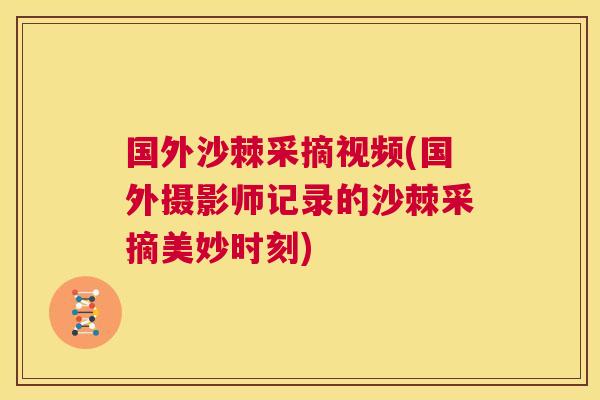 国外沙棘采摘视频(国外摄影师记录的沙棘采摘美妙时刻)