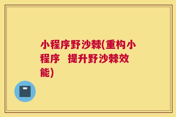 小程序野沙棘(重构小程序 提升野沙棘效能)