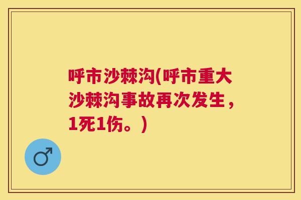 呼市沙棘沟(呼市重大沙棘沟事故再次发生,1死1伤。)