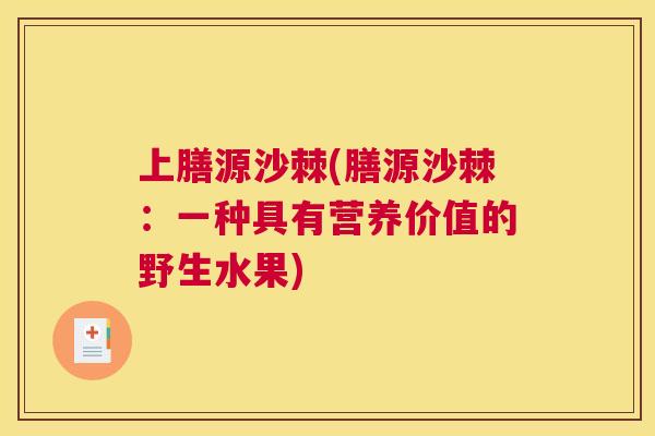 上膳源沙棘(膳源沙棘：一种具有营养价值的野生水果)