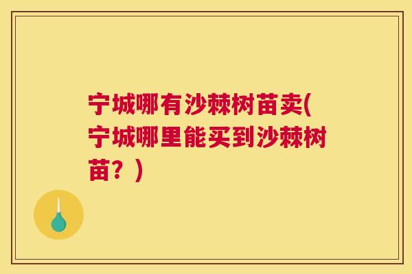 宁城哪有沙棘树苗卖(宁城哪里能买到沙棘树苗?)