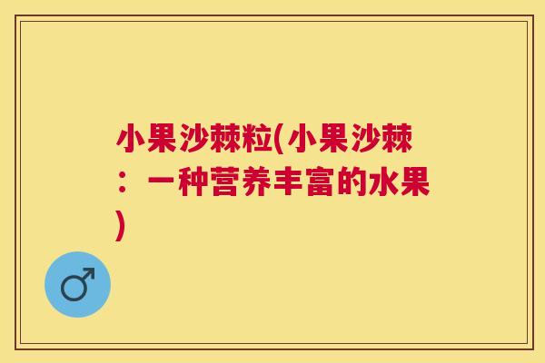 小果沙棘粒(小果沙棘：一种营养丰富的水果)