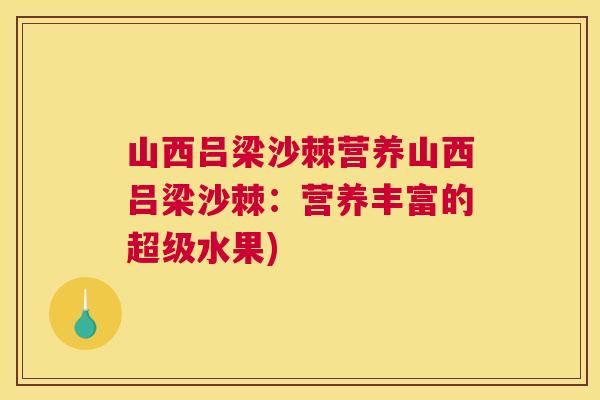 山西吕梁沙棘营养山西吕梁沙棘:营养丰富的超级水果)