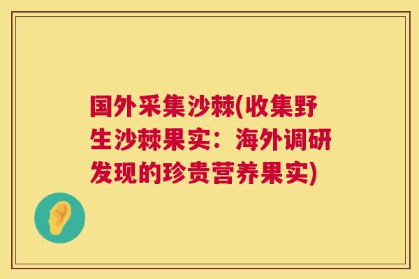 国外采集沙棘(收集野生沙棘果实:海外调研发现的珍贵营养果实)