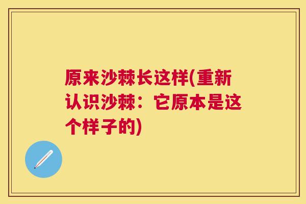 原来沙棘长这样(重新认识沙棘：它原本是这个样子的)